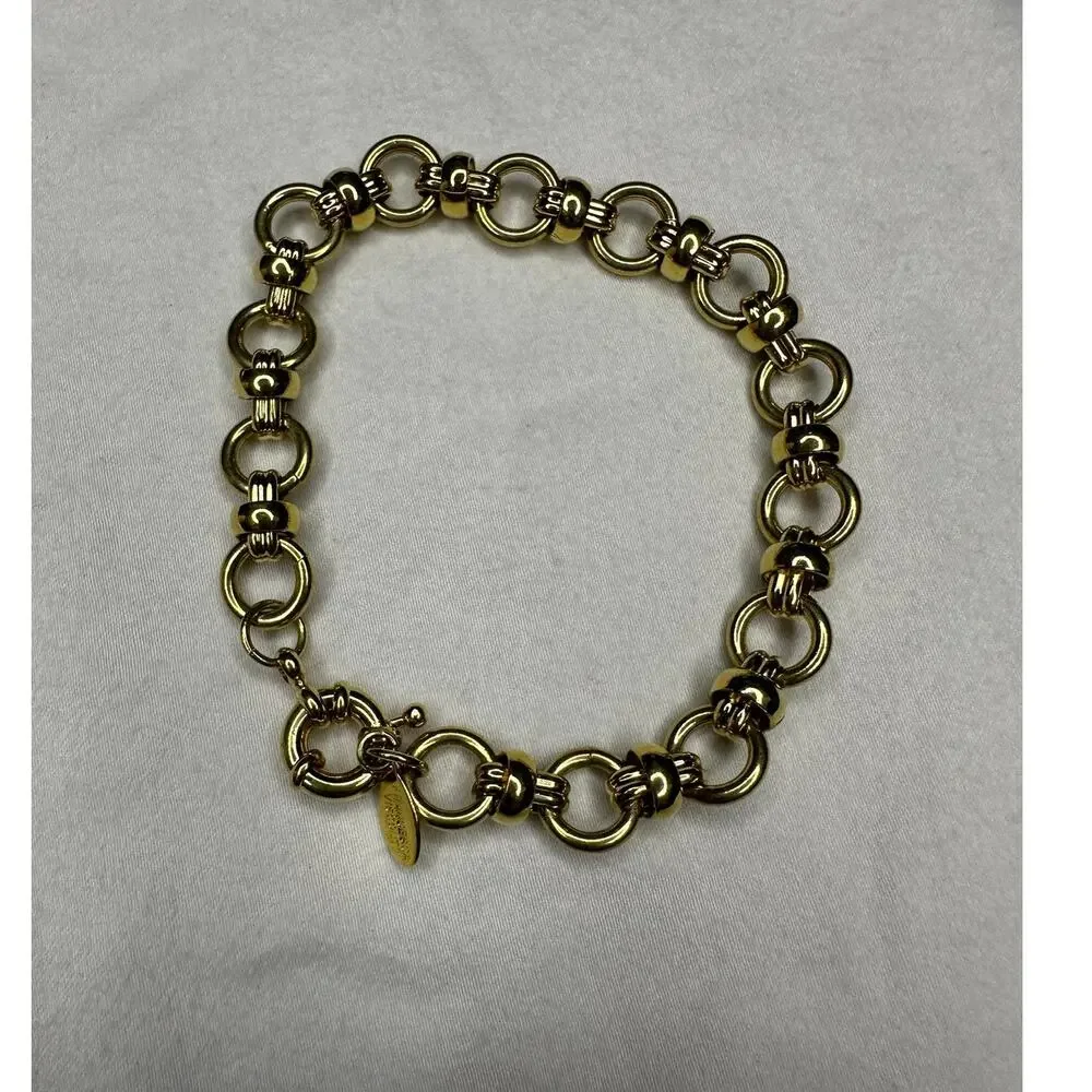 Vintage Francesca Visconti Italian Cable Chain Bracelet Gold Tone 7” Designer